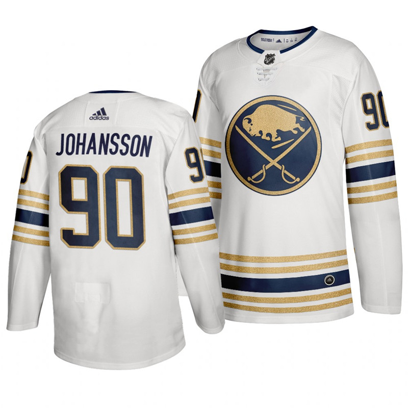 Sabres 90 Jonas Johansson White 50th anniversary Adidas Jersey