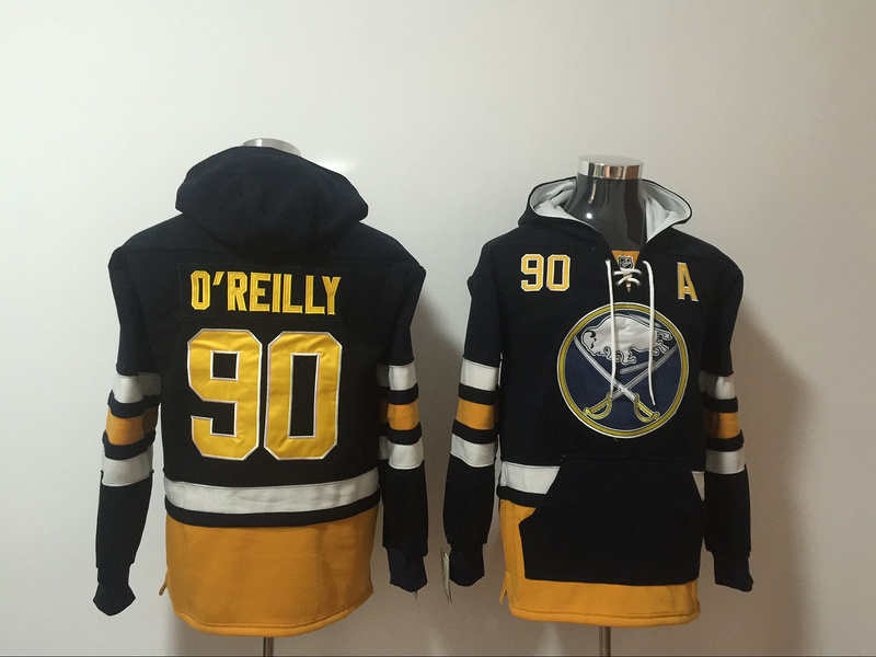 Sabres 90 Ryan O'Reilly Black All Stitched Hooded Sweatshirt