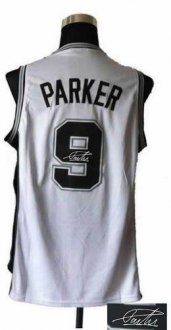 San Antonio Spurs Revolution 30 Autographed 9 Tony Parker White Stitched NBA Jersey