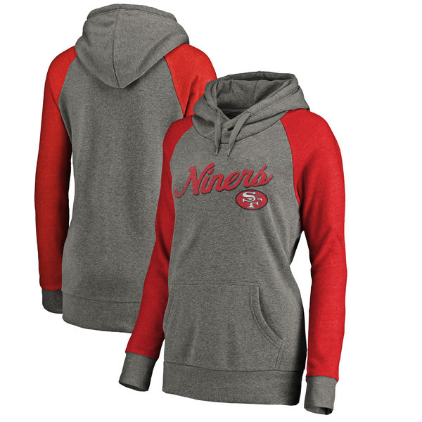 San Francisco 49ers NFL Pro Line by Fanatics Branded Women's Timeless Collection Rising Script Plus Size Tri Blend Hoodie Ash