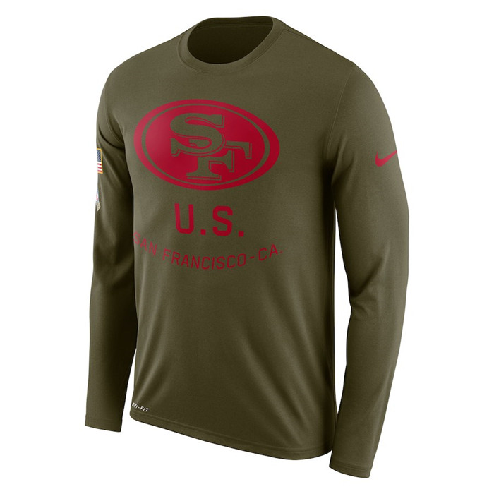 San Francisco 49ers  Salute to Service Sideline Legend Performance Long Sleeve T Shirt Olive