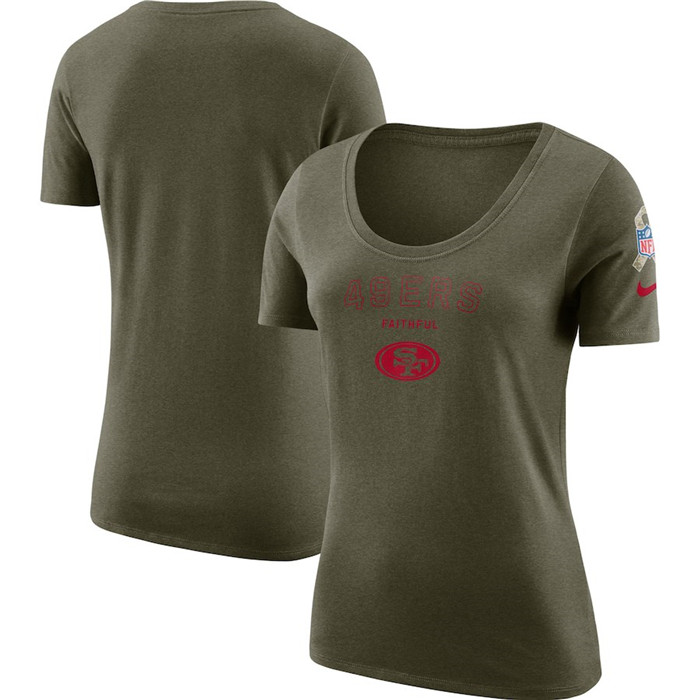 San Francisco 49ers  Women's Salute to Service Legend Scoop Neck T Shirt Olive