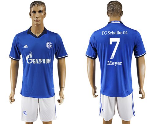 Schalke 04 7 Meyer Blue Home Soccer Club Jersey