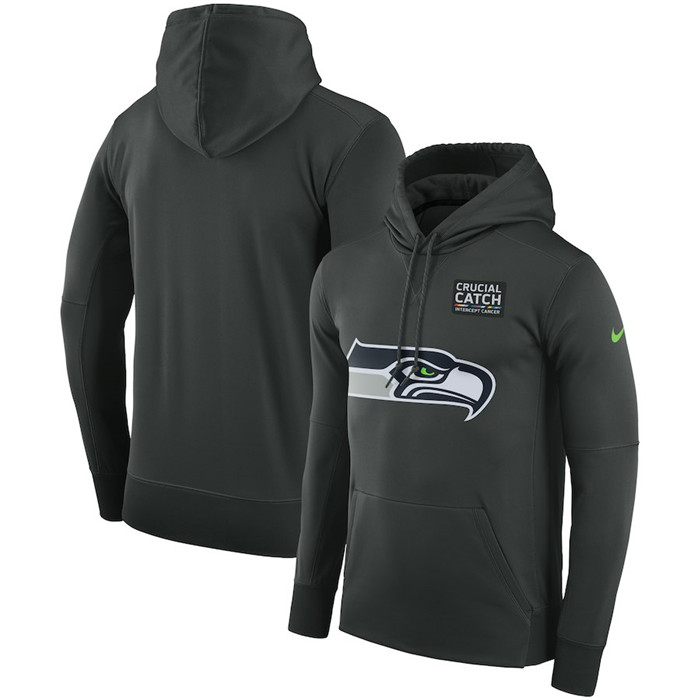 Seattle Seahawks Anthracite  Crucial Catch Performance Hoodie