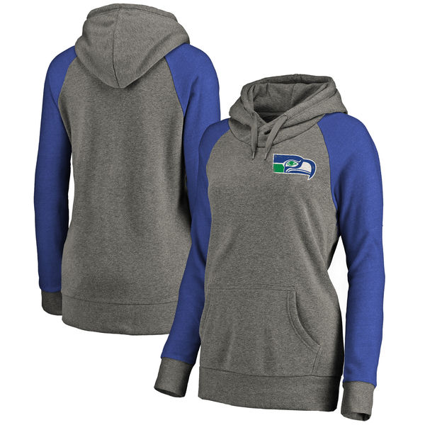 Seattle Seahawks NFL Pro Line by Fanatics Branded Women's Plus Sizes Vintage Lounge Pullover Hoodie Heathered Gray