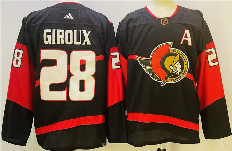 Senators 28 Claude Giroux Black Reverse Retro Adidas Jersey