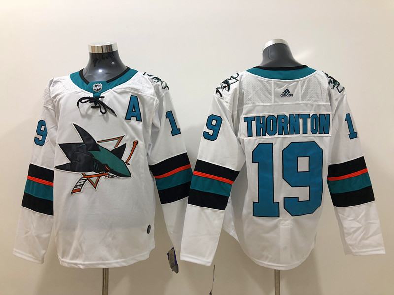 Sharks 19 Joe Thornton White  Jersey