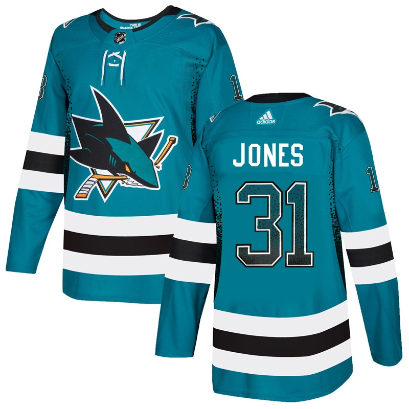 Sharks 31 Martin Jones Teal Drift Fashion  Jersey