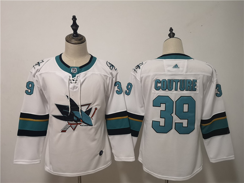 Sharks 39 Logan Couture White Youth Adidas Jersey
