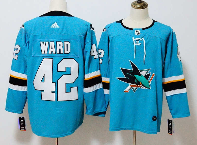 Sharks 42 Joel Ward Teal  Jersey