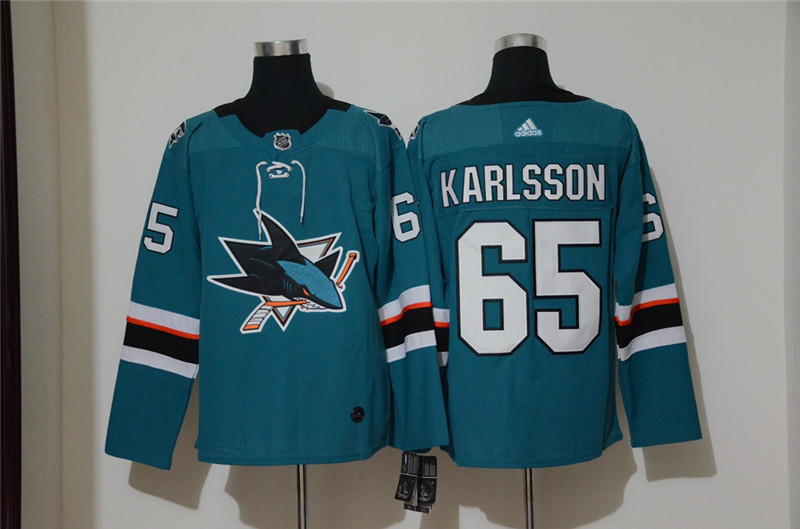 Sharks 65 Erik Karlsson Teal  Jersey