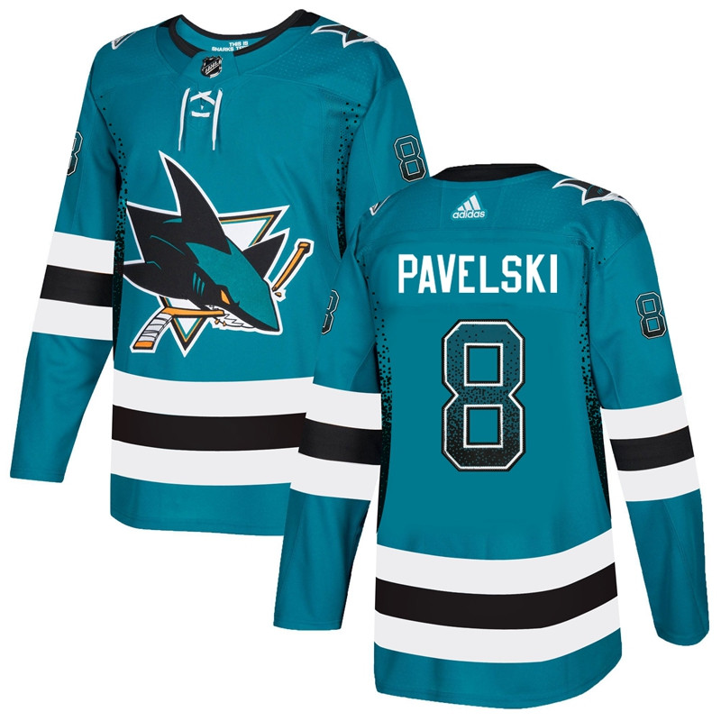 Sharks 8 Joe Pavelski Teal Drift Fashion  Jersey