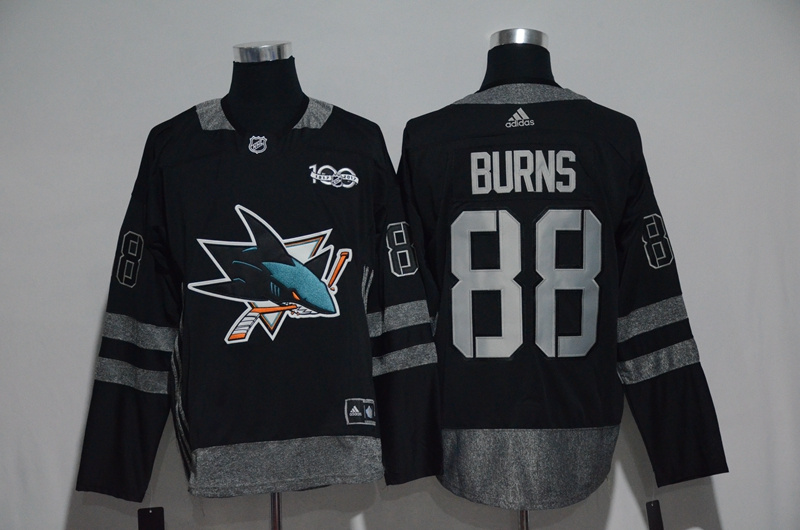 Sharks 88 Brent Burns Black 1917 2017 100th Anniversary Stitched NHL Jersey
