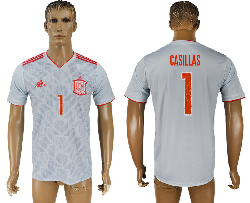 Spain 1 CASILLAS Away 2018 FIFA World Cup Thailand Soccer Jersey