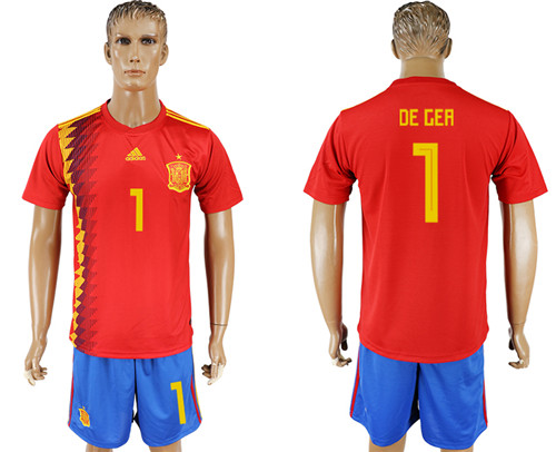 Spain 1 DE GEA Home 2018 FIFA World Cup Soccer Jersey