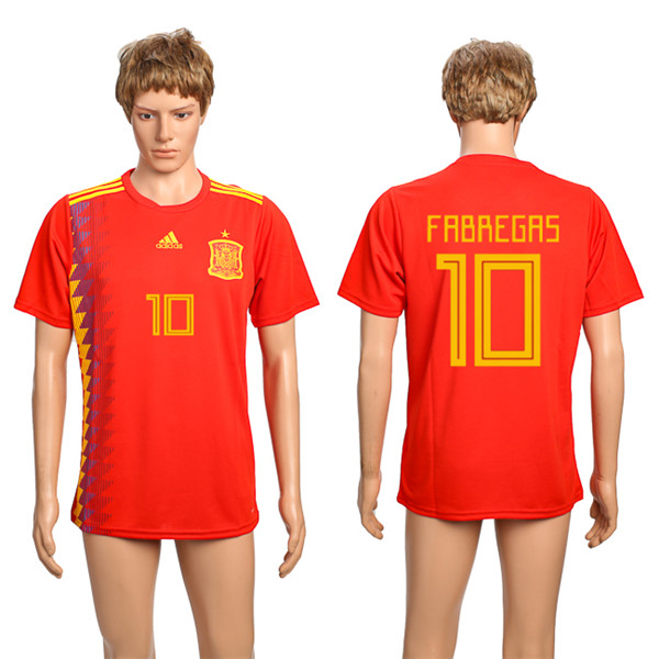 Spain 10 FABREGAS Home 2018 FIFA World Cup Thailand Soccer Jersey