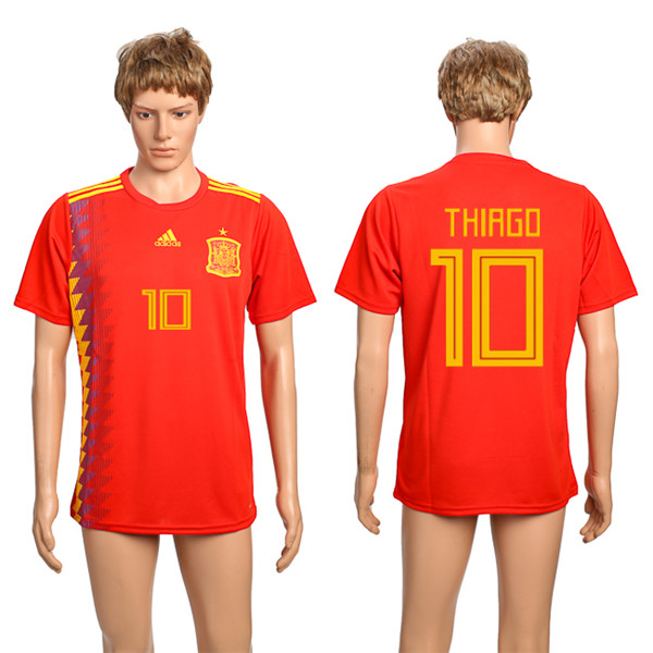 Spain 10 THIAGO Home 2018 FIFA World Cup Thailand Soccer Jersey