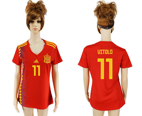 Spain 11 VITOLO Home Women 2018 FIFA World Cup Soccer Jersey