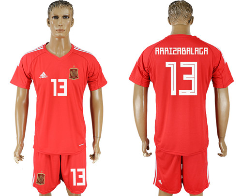 Spain 13 ARRIZABALAGA Red Goalkeeper 2018 FIFA World Cup Soccer Jersey