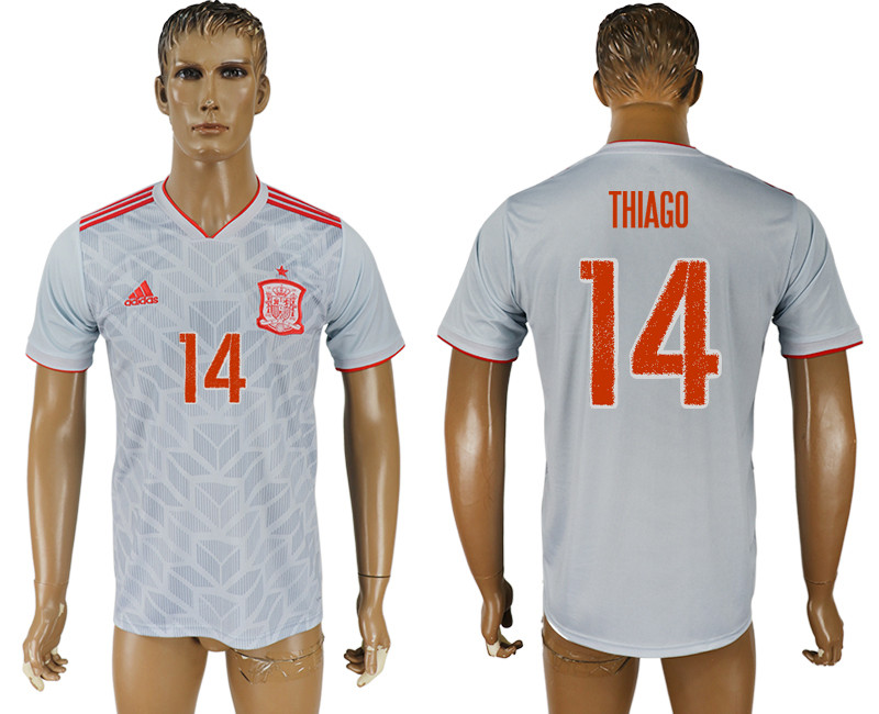 Spain 14 THIAGO Away 2018 FIFA World Cup Thailand Soccer Jersey