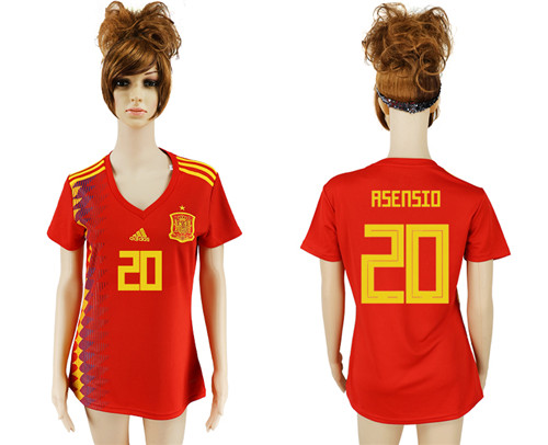 Spain 20 ASENSIO Home Women 2018 FIFA World Cup Soccer Jersey