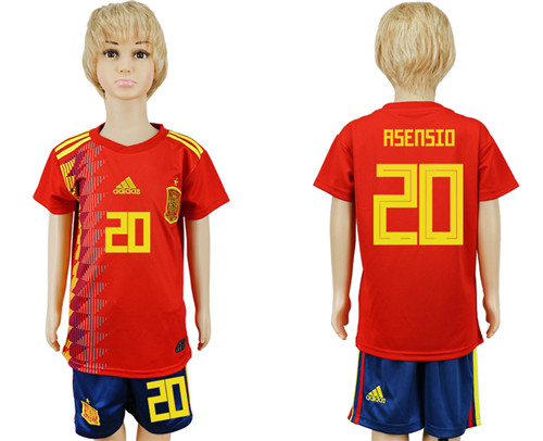 Spain 20 ASENSIO Youth Home 2018 FIFA World Cup Soccer Jersey