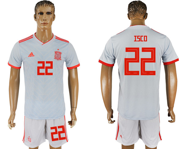 Spain 22 ISCO Away 2018 FIFA World Cup Soccer Jersey