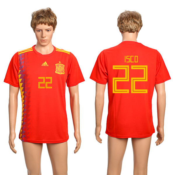 Spain 22 ISCO Home 2018 FIFA World Cup Thailand Soccer Jersey