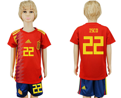 Spain 22 ISCO Youth Home 2018 FIFA World Cup Soccer Jersey