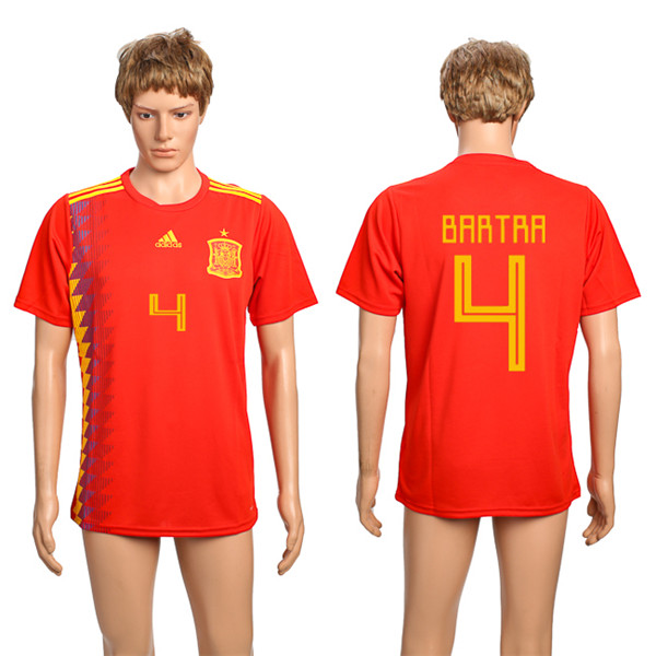Spain 4 BARTRA Home 2018 FIFA World Cup Thailand Soccer Jersey