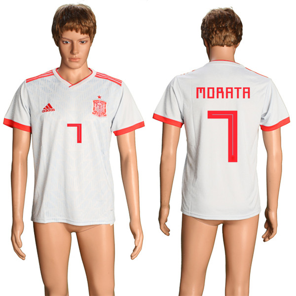 Spain 7 MORATA Away 2018 FIFA World Cup Thailand Soccer Jersey