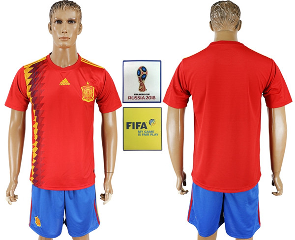 Spain Home 2018 FIFA World Cup Men's Customized Jersey