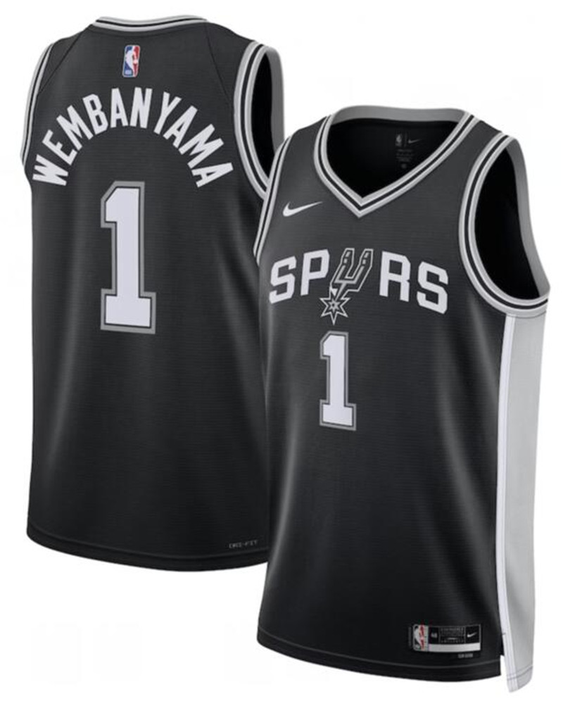 Spurs 1 Victor Wembanyama Black Nike 2022 23 Association Edition Swingman Jersey