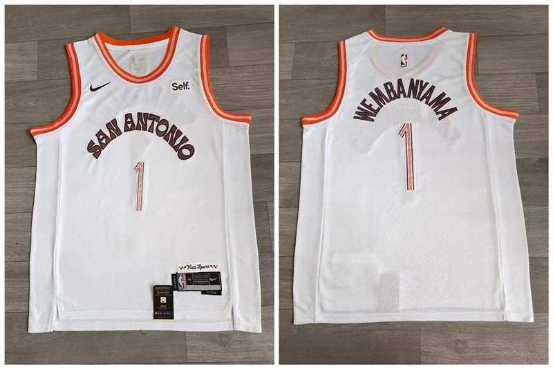 Spurs 1 Victor Wembanyama White Nike 2023 24 City Edition Swingman Jersey