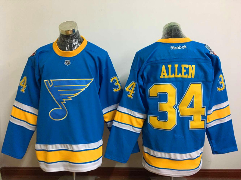 St Louis Blues 34 Jake Allen Authentic Blue 2017 Winter Classic NHL Jersey