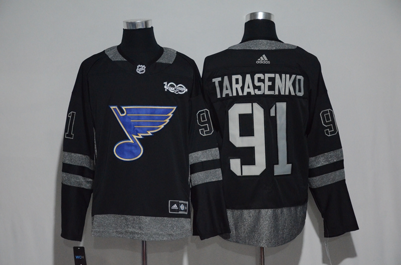 St Louis Blues 91 Vladimir Tarasenko Black 1917 2017 100th Anniversary Stitched NHL Jersey