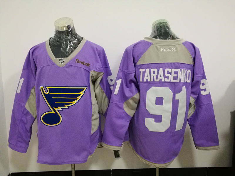 St Louis Blues 91 Vladimir Tarasenko Purple Fights Cancer Practice Stitched NHL Jersey