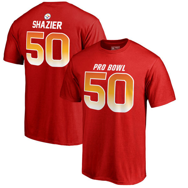 Steelers 50 Ryan Shazier AFC NFL Pro Line by Fanatics Branded 2018 Pro Bowl Name & Number T Shirt Red