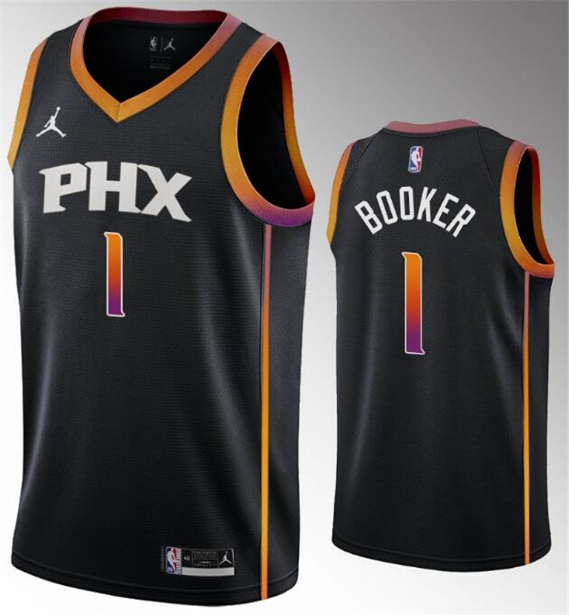 Suns 1 Devin Booker Black 2022 23 Swingman Jersey