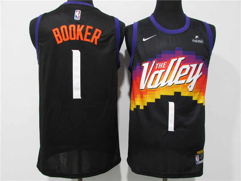 Suns 1 Devin Booker Black Nike 2020 21 City Edition Swingman jersey
