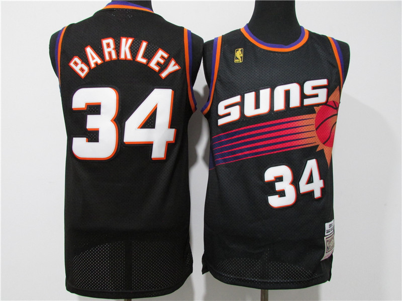 Suns 34 Charles Barkley Black Hardwood Classics Jersey