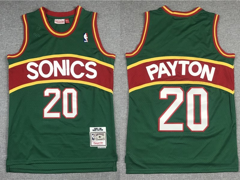 SuperSonics 20 Gary Payton Green 1995 96 Hardwood Classics Jersey