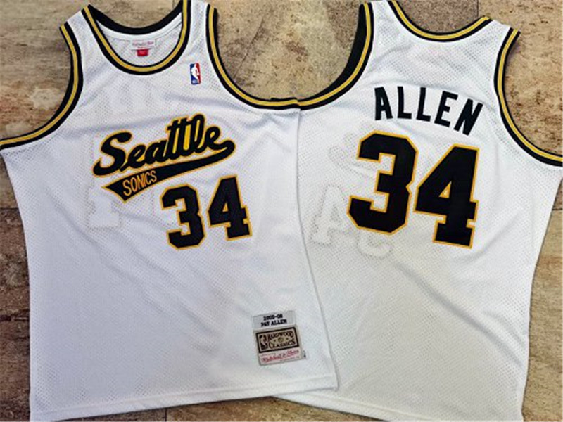 Supersonics 34 Pay Allen White 2005 06 Hardwood Classics Jersey