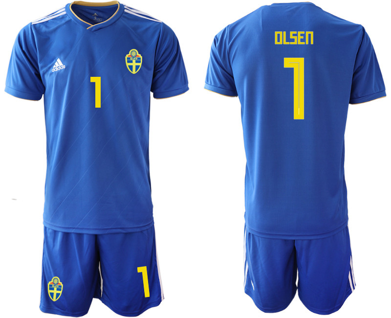 Sweden 1 OLSEN Away 2018 FIFA World Cup Soccer Jersey