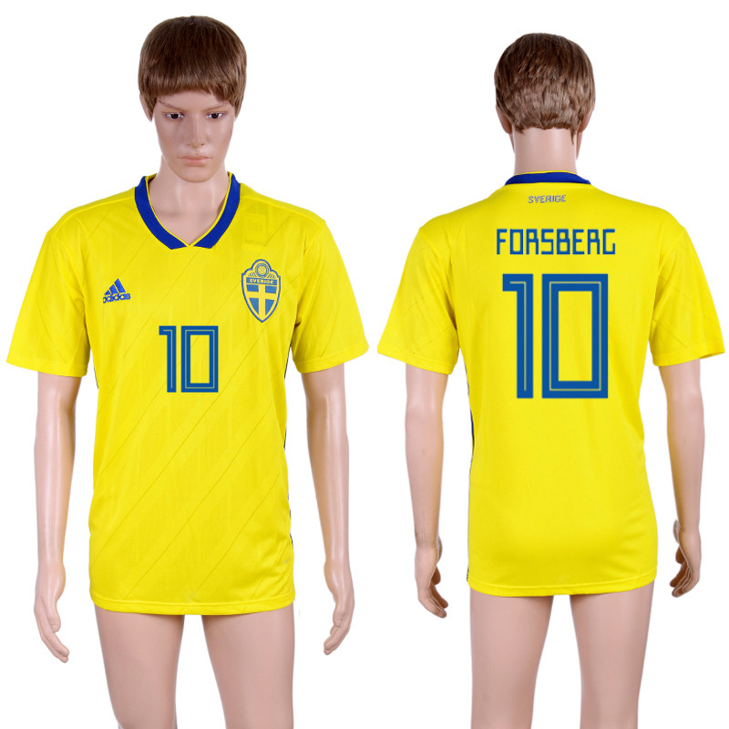 Sweden 10 FORSBERG Home 2018 FIFA World Cup Thailand Soccer Jersey