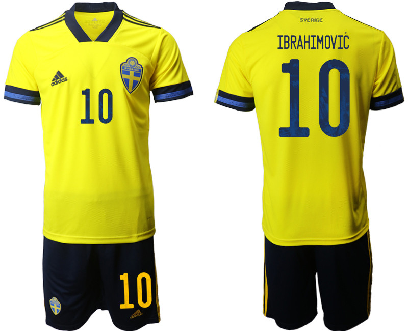 Sweden 10 IBRAHIMOVIC Home UEFA Euro 2020 Soccer Jersey