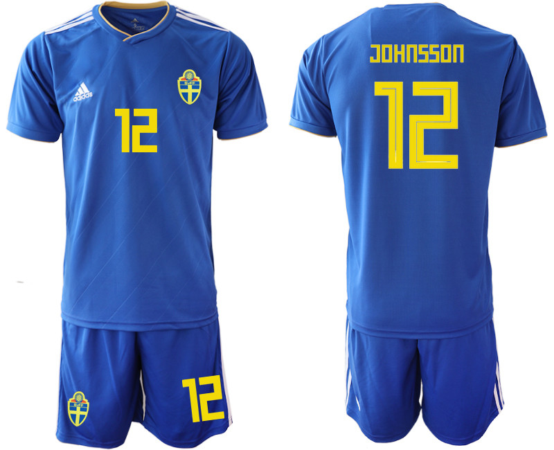 Sweden 12 JOHNSSON Away 2018 FIFA World Cup Soccer Jersey