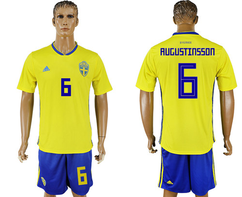 Sweden 6 RUGUSTINSSON Home 2018 FIFA World Cup Soccer Jersey