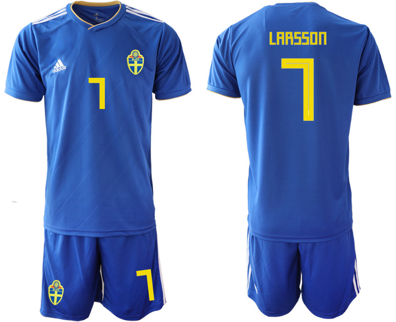 Sweden 7 LARSSON Away 2018 FIFA World Cup Soccer Jersey