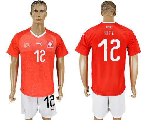 Switzerland 12 HITZ Home 2018 FIFA World Cup Soccer Jersey